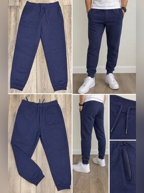 Blue Ice Men’s XL Navy Fleece Jogger Sweatpants Zip Pockets NWOT